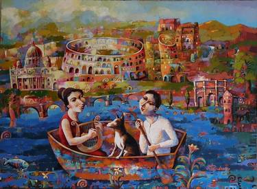 Original Expressionism Boat Paintings by Slava Posudevsky