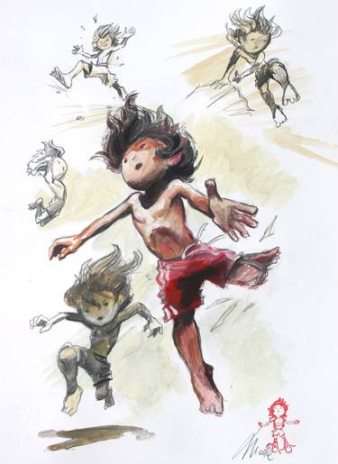 Original Figurative Children Painting by Giovanni Motta