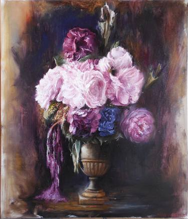 Peonies in a carved vase thumb