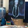 painting in the studio