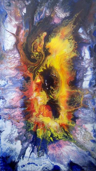 Original Abstract Outer Space Painting by Carlos Teixeira
