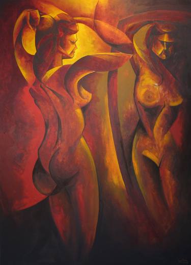 Original Cubism Nude Paintings by Javier Pavón