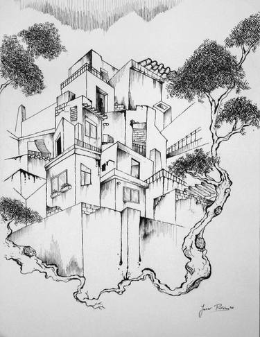 Original Cubism Architecture Drawings by Javier Pavón