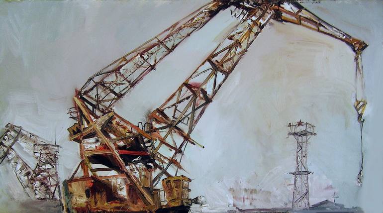 SLEEPER CRANE (INDUSTRIAL LANDSCAPE) Painting by Ekaterina Lutokhina ...