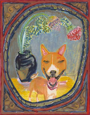 Orange Dog & Flowers image