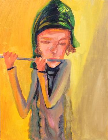 Flautist with Green Hat thumb