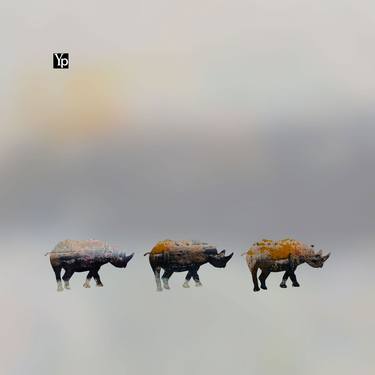 Original Abstract Animal Mixed Media by Yu Polch