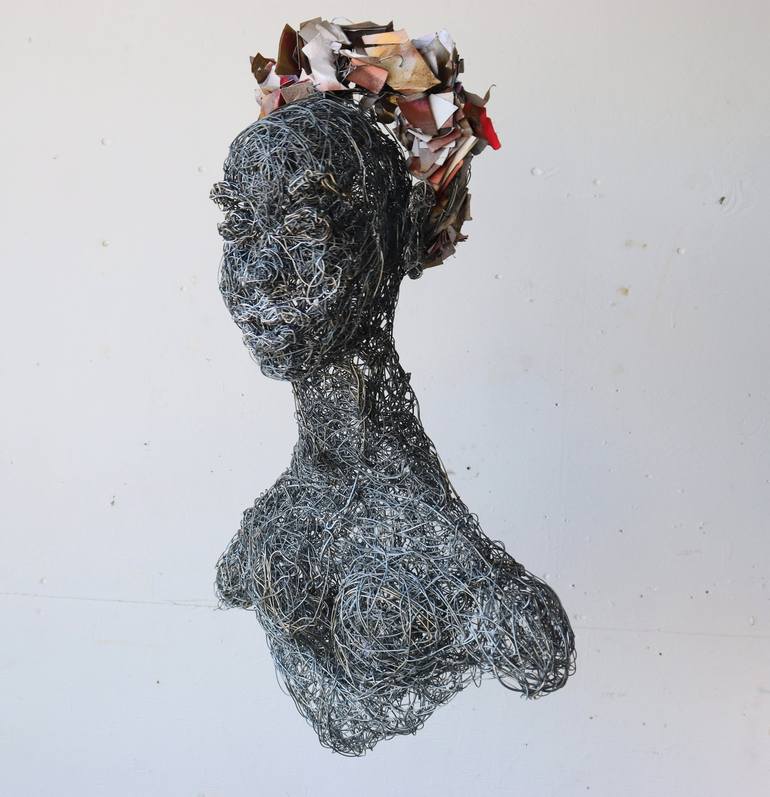 Original Abstract Expressionism Portrait Sculpture by Yunus Chkirate