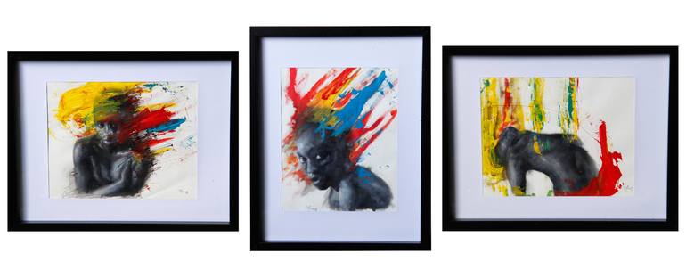 Mixed Portrait of Kathe 1,2,3 ( triptych ) - Original Sold Mixed Media ...