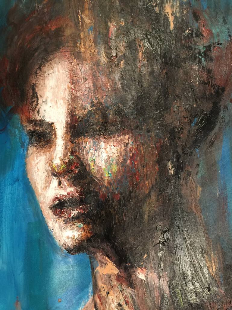 Original Abstract Expressionism Portrait Painting by Yunus Chkirate