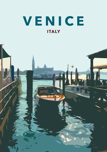 Retro Venice Grand Canal Poster thumb