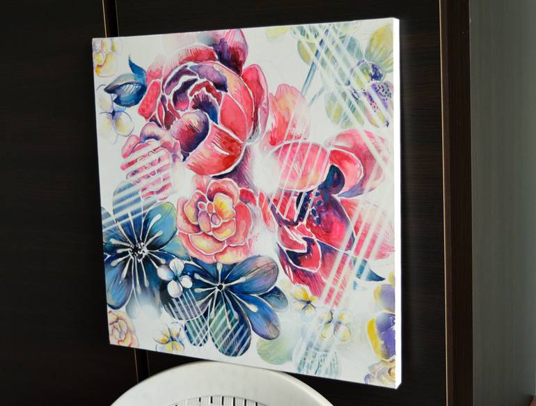 Original Abstract Floral Painting by Milena Gaytandzhieva