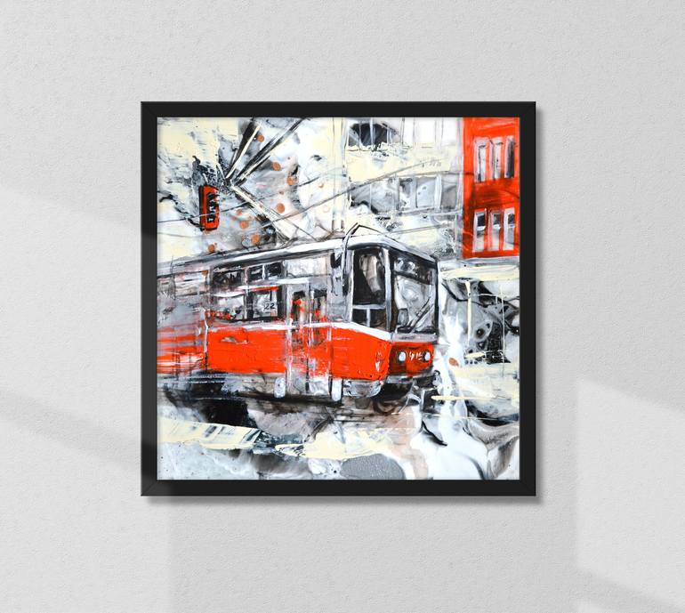 Original Abstract Transportation Painting by Milena Gaytandzhieva