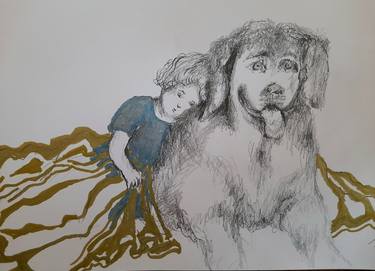 Original Figurative Dogs Drawings by Diana Kühnlenz