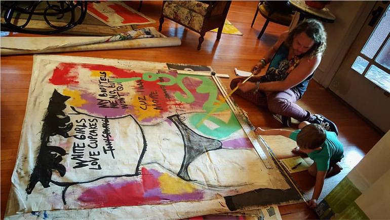 Original Abstract Expressionism Women Painting by Emerging Contemporary Artist Pascó