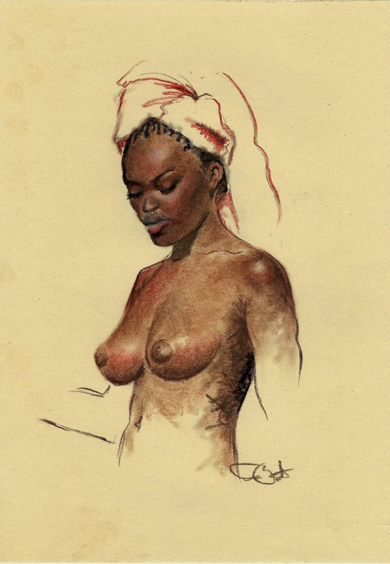 Original Abstract Nude Drawing by Andrea Sabatt