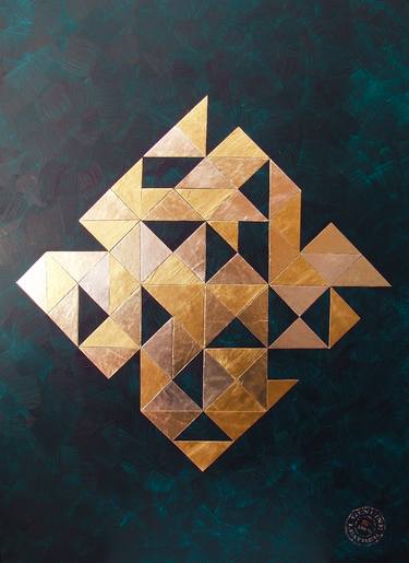 Original Abstract Geometric Collage by Andrea Sabatt