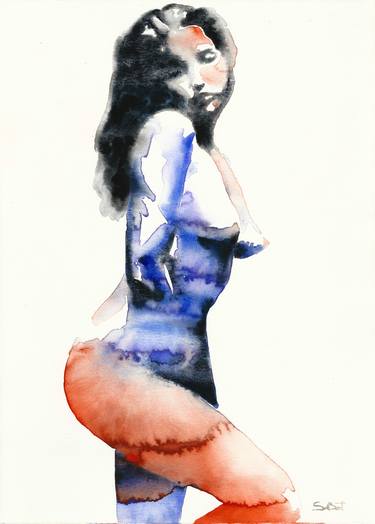 Print of Abstract Expressionism Nude Paintings by Andrea Sabatt