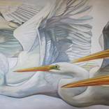 White Herons in Mid-Flight by Violeta Vollmer