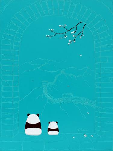 Great Wall - pandas art - Beautiful Spring ( Original ) thumb