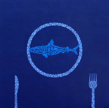 contemporary geometric blue shark - Symbiosis No.9 thumb