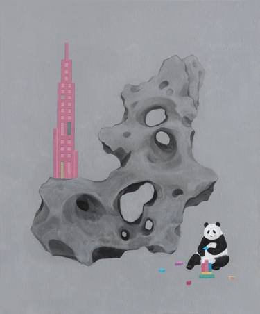 gray fantasy - skyscraper and panda - dream builder ( Original ) thumb