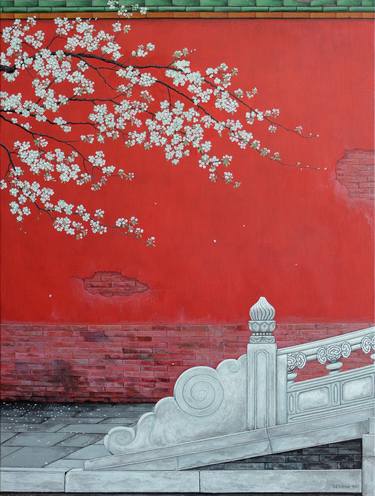 oriental red landscape - Forbidden City - blossom ( Original ) thumb