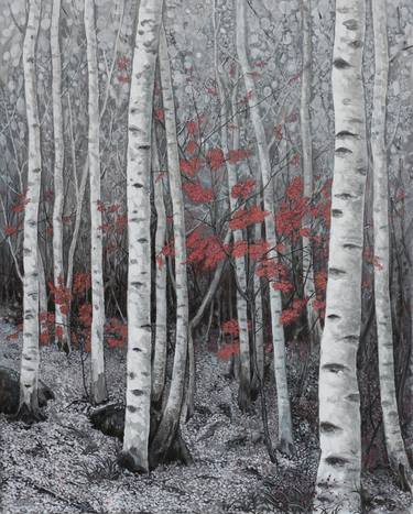 black and white landscape - birch forest ( Original ) thumb