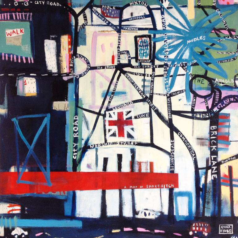 Original Abstract Cities Painting by Anna Hymas