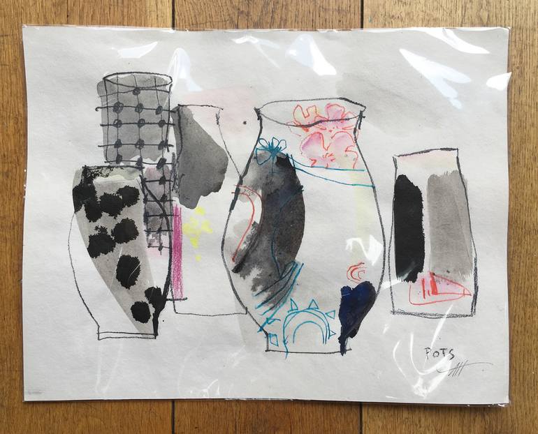 Original Abstract Still Life Drawing by Anna Hymas