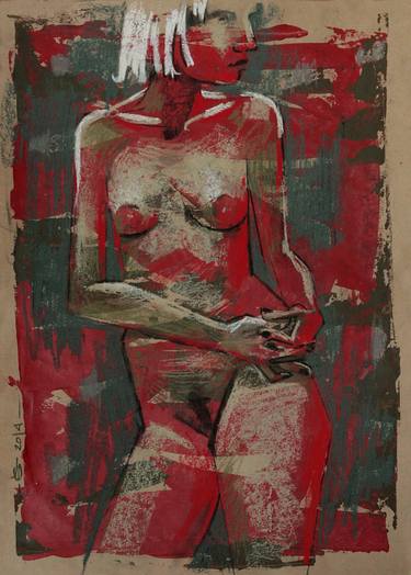 Original Expressionism Nude Drawings by Laima Goda