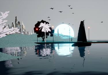 Original Cubism Beach Digital by Abderrahim El Asraoui