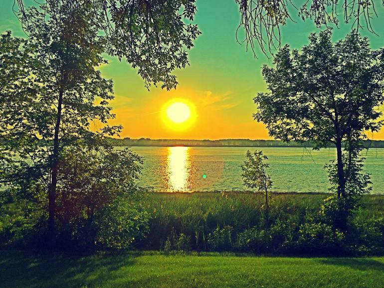 Original Landscape Photography by Abderrahim El Asraoui | Other Art on Paper | Sunset on the St. Lawrence River