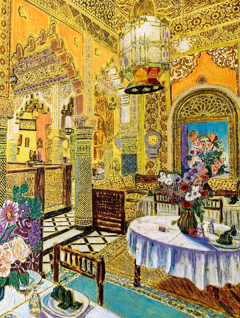 Original Art Deco Architecture Painting by Abderrahim El Asraoui