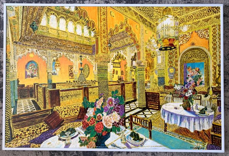 Original Art Deco Architecture Painting by Abderrahim El Asraoui