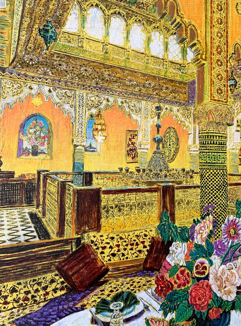 Original Art Deco Architecture Painting by Abderrahim El Asraoui