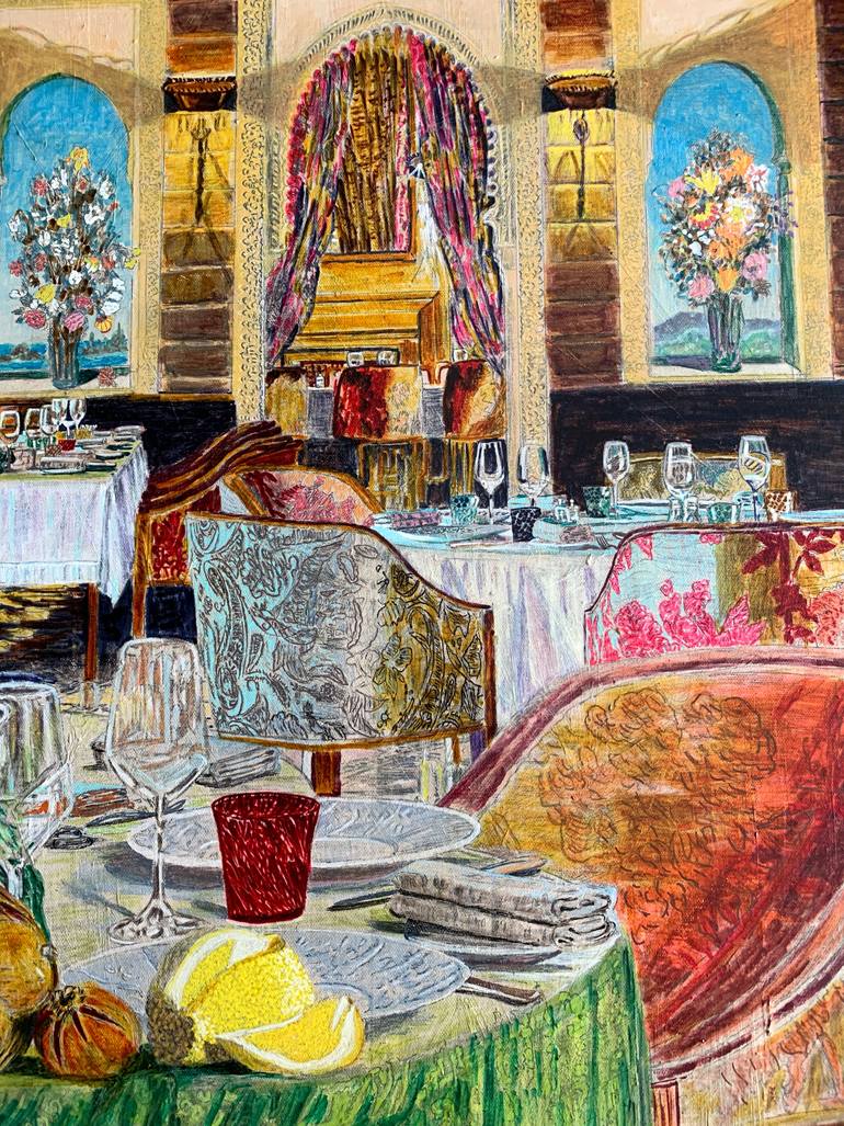 Original Art Deco Architecture Painting by Abderrahim El Asraoui