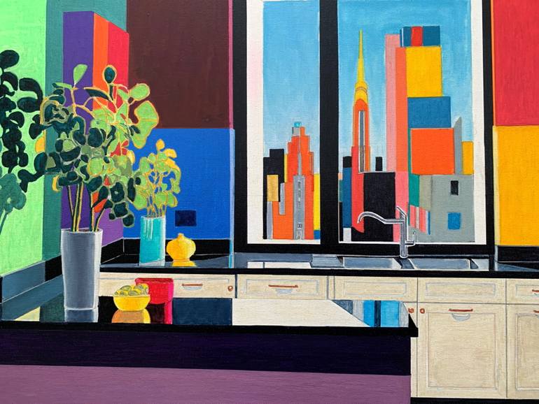 Original Cubism Architecture Painting by Abderrahim El Asraoui
