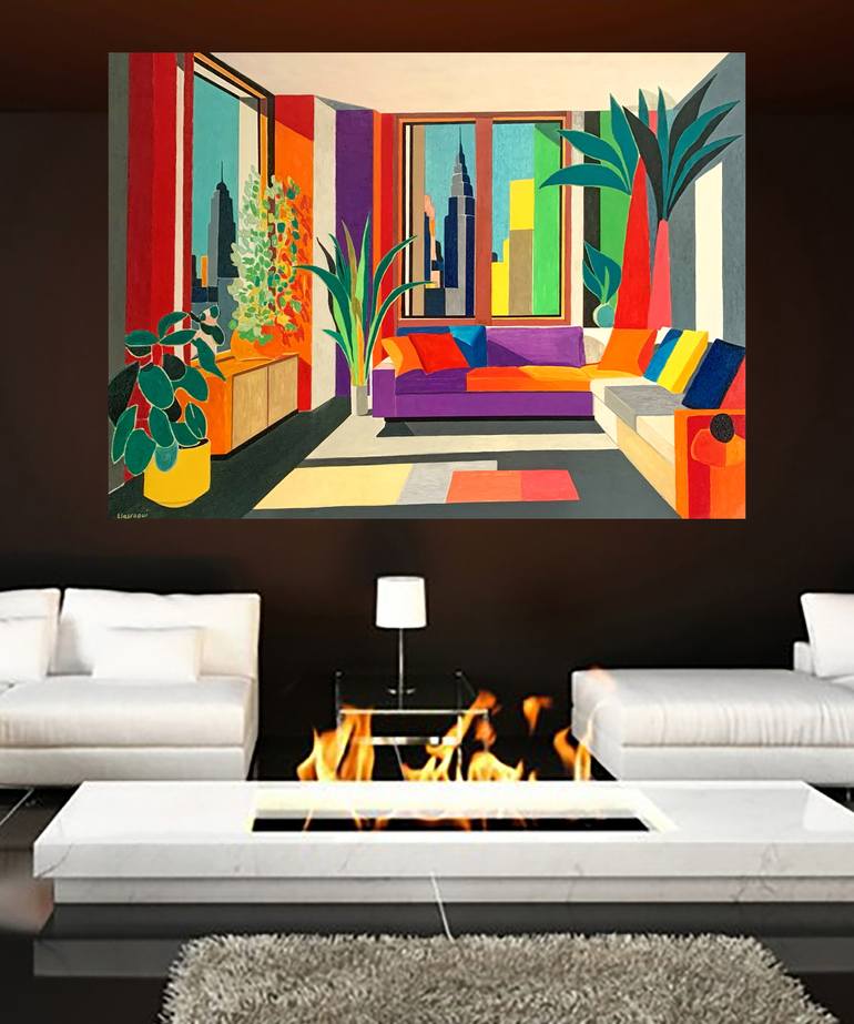 Original Abstract Rural Life Painting by Abderrahim El Asraoui