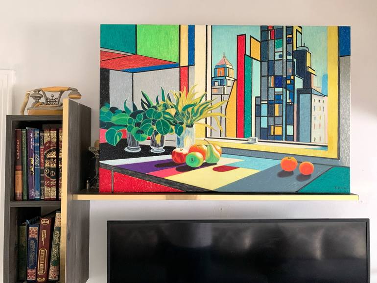 Original Cubism Architecture Painting by Abderrahim El Asraoui