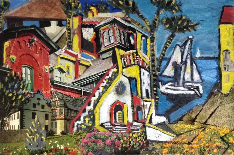 Original Abstract Landscape Collage by Abderrahim El Asraoui