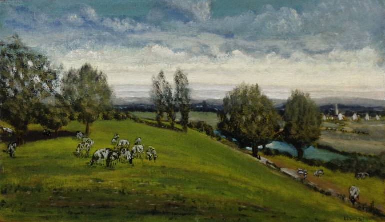UK -Constable Country cattle in River at Dedham Painting by Abderrahim ...