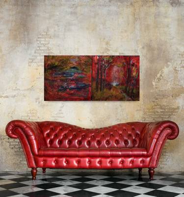 Pure Season Red 2 Panel Abstract Landscape thumb