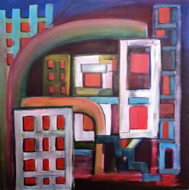 Original Abstract Cities Paintings by Rosie Cunningham