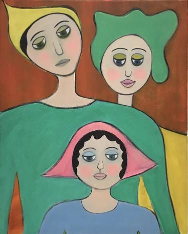 Original Figurative Family Paintings by Rosie Cunningham