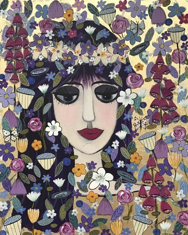 Spring Flower Girl Painting by Rosie Cunningham | Saatchi Art