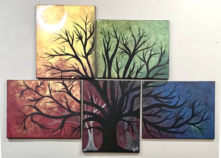 Original Impressionism Tree Painting by Penny FireHorse