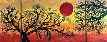 Red Sun Cherry Tree • Triptych thumb