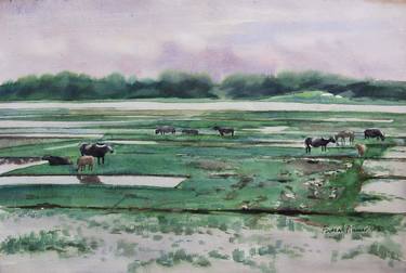 Print of Realism Landscape Paintings by Faisal Ahmed Palash