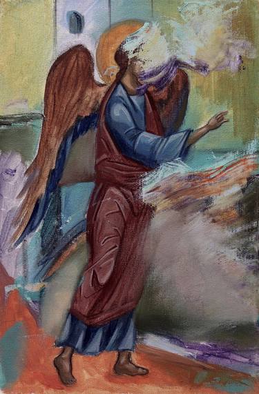 Original Abstract Expressionism Religion Painting by Ana-Maria Manolache